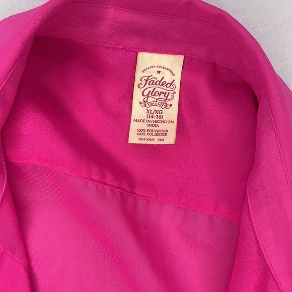 Sheer Pink sleeveless button down vest top Kids XL 10-14 Barbiecore Valentino - Picture 5 of 5